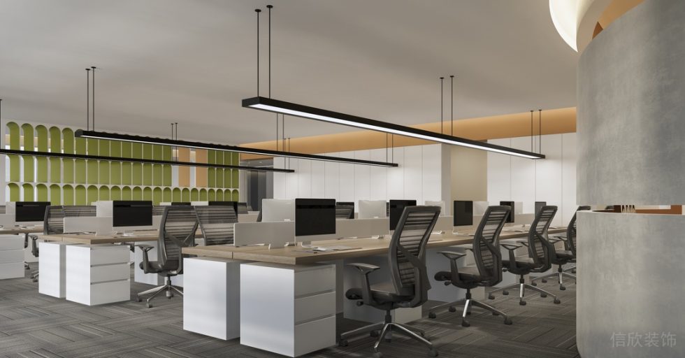 深圳寶安易尚中心2000平方米簡約風格辦公室裝修案例辦公區效果圖