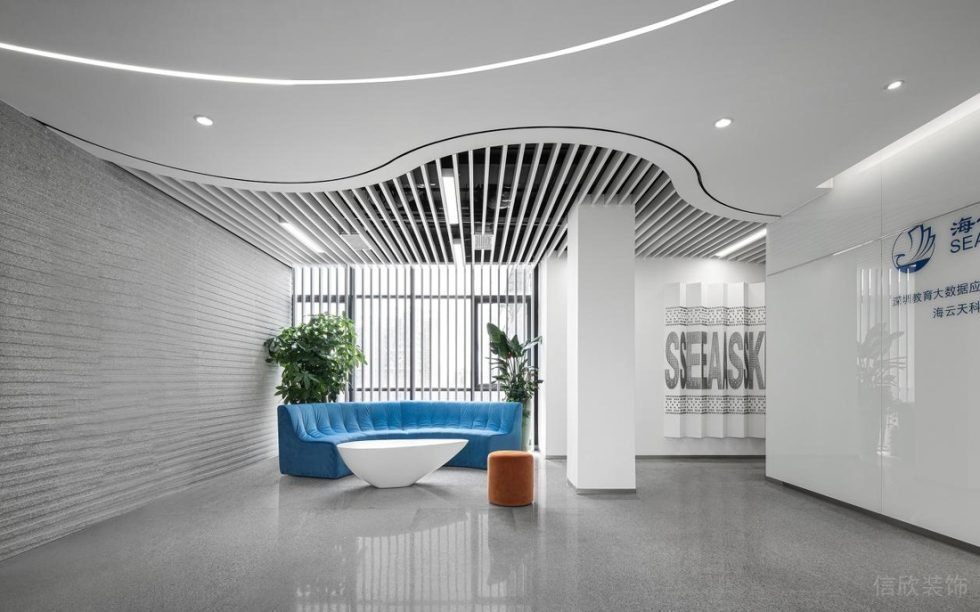 深圳龍華展滔科技大廈1600平方米現代科技風辦公室裝修案例休息等候區