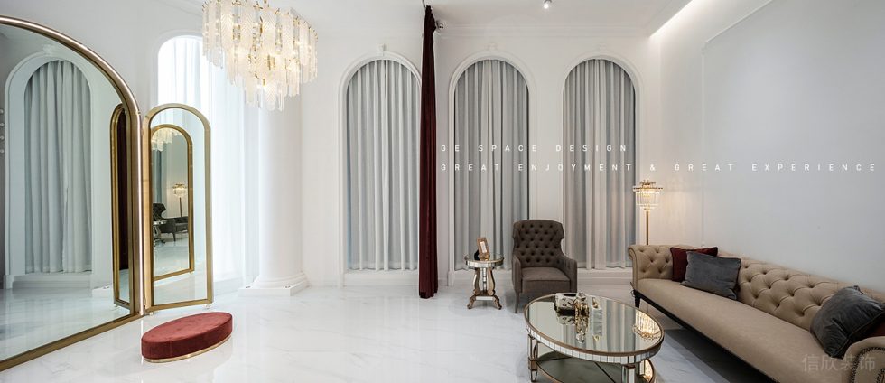 深圳市寶安區福永現代輕奢風國際婚紗一品cg店裝修設計休息區