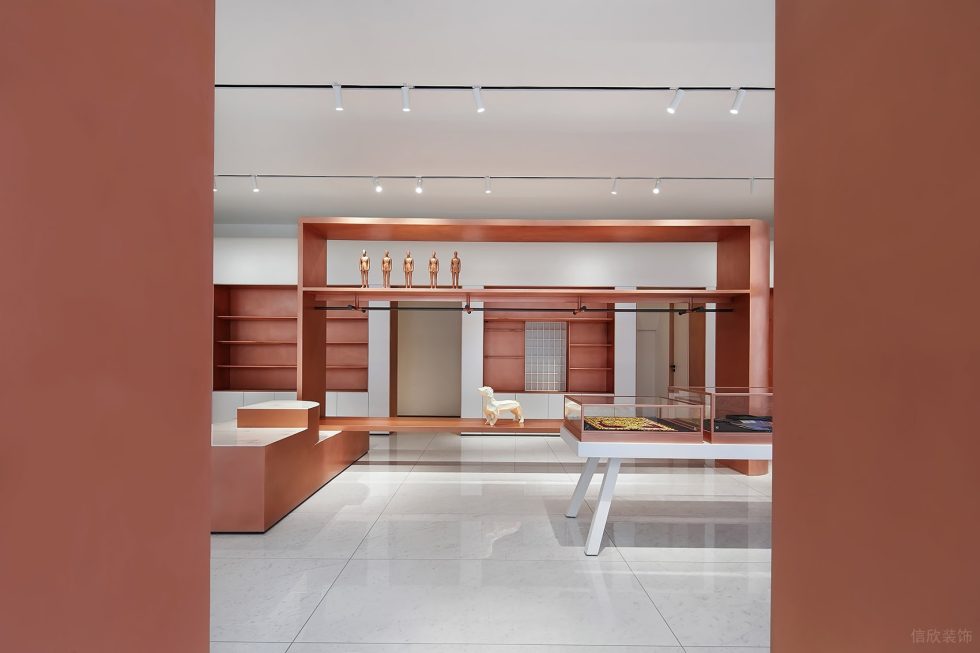深圳市寶安區(qū)西鄉(xiāng)現(xiàn)代風(fēng)品牌胤一紅幫服裝店中島高展柜裝修設(shè)計效果圖 深圳市寶安區(qū)西鄉(xiāng)現(xiàn)代風(fēng)品牌胤一紅幫服裝店中島高展柜裝修設(shè)計效果圖