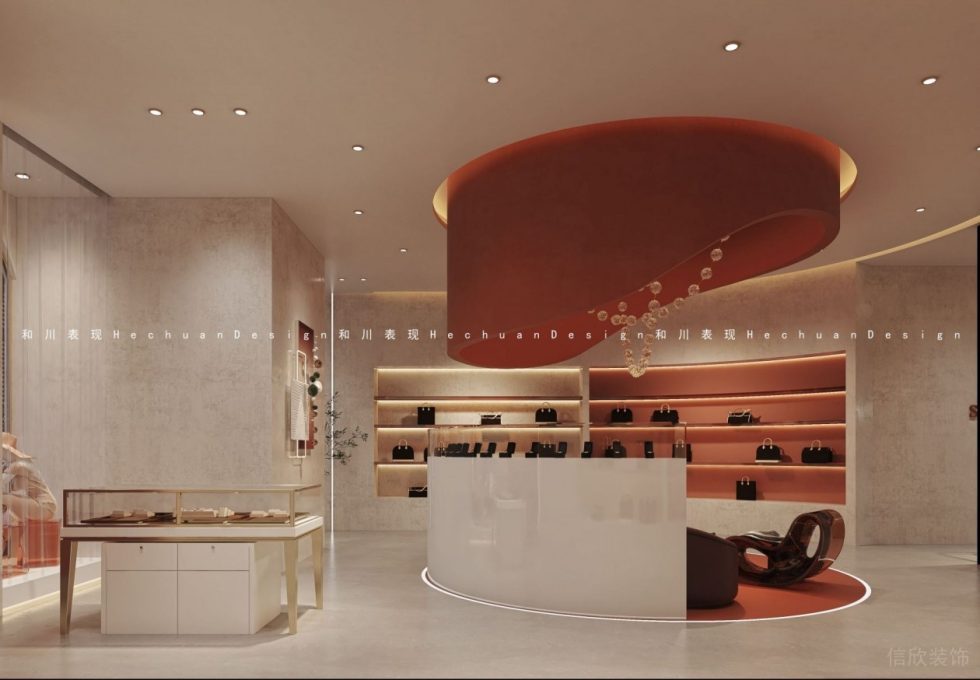 深圳市龍崗區布吉現代輕奢風奢侈品店弧形中島臺裝修設計效果圖 深圳市龍崗區布吉現代輕奢風奢侈品店弧形中島臺裝修設計效果圖