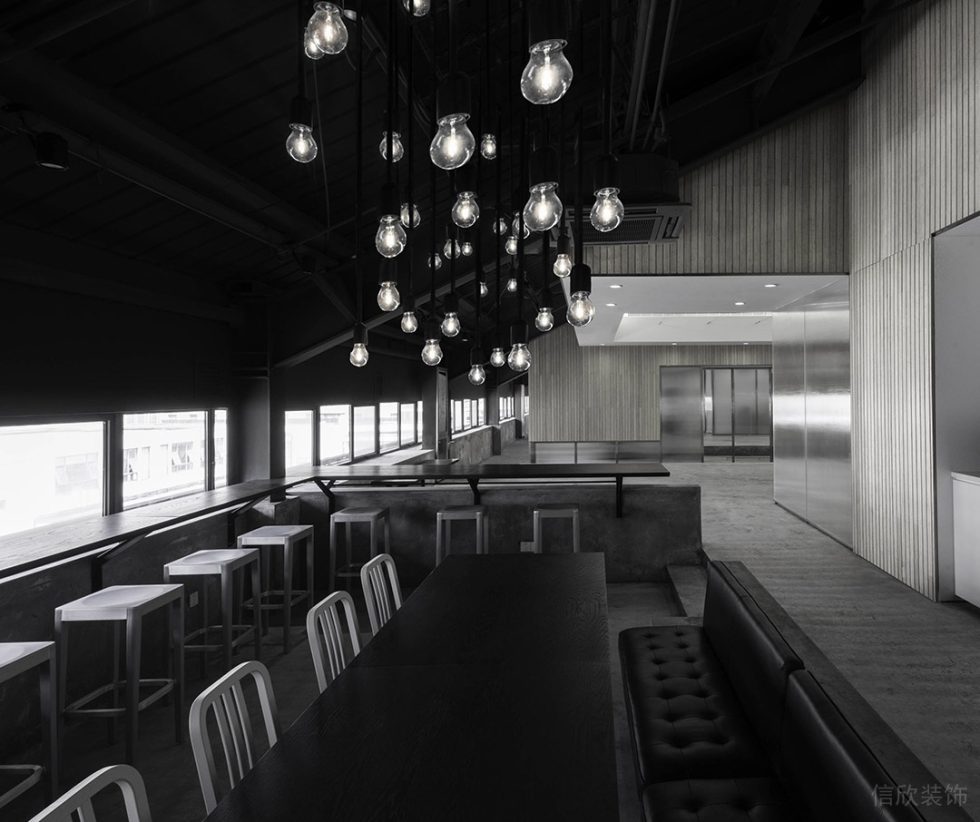 深圳龍崗深澳國際文化產業園800平方米工業主義簡約風辦公室裝修案例員工休閑用餐區