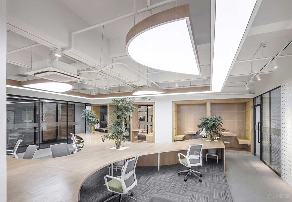 深圳南山中電長城大廈科技園500平方米工業主義原木田園風辦公室裝修案例辦公大廳