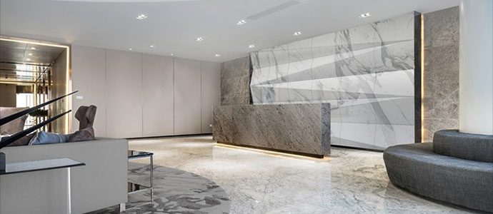 大理石前臺(tái)區(qū)裝修效果圖辦公室裝修
