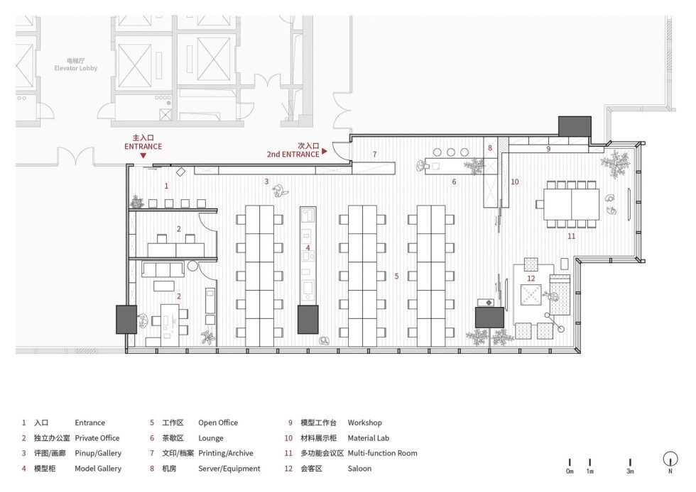 大新時代大廈北歐時尚風格辦公室裝修設計方案 平面布置圖