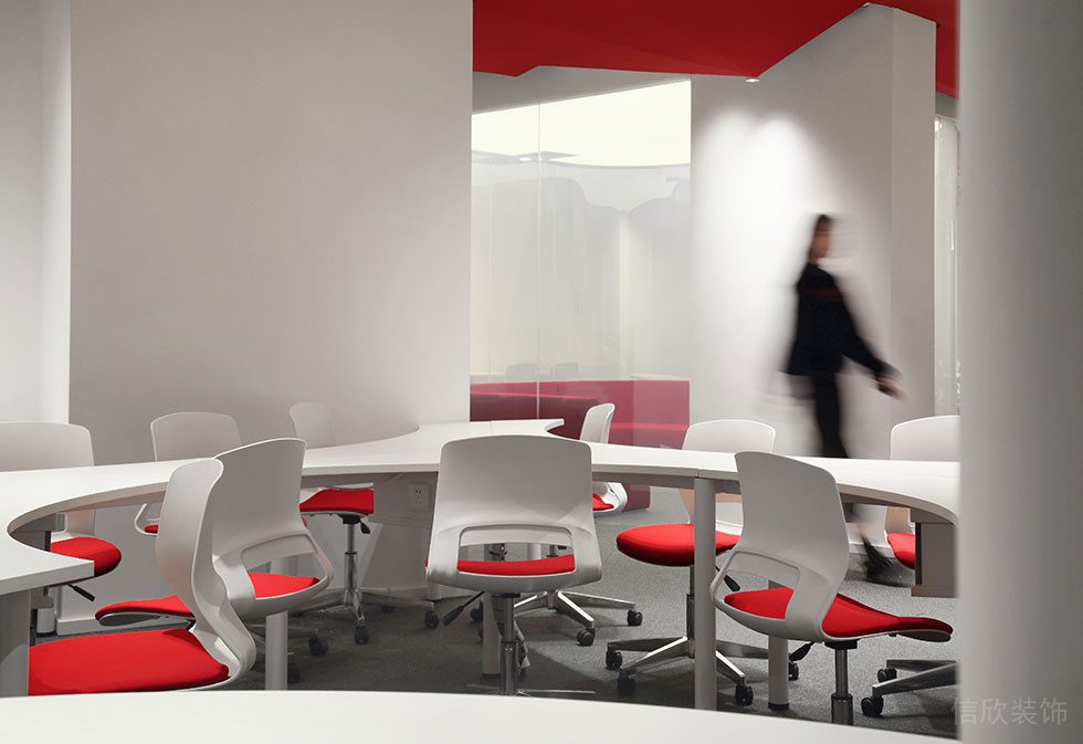 紅白色調(diào)辦公室裝修工程 局部細(xì)節(jié)圖