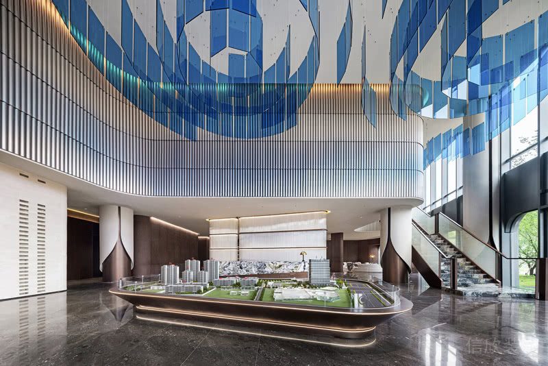 簡(jiǎn)約清新低奢風(fēng)格辦公室裝修案例 前臺(tái)大廳 (2)