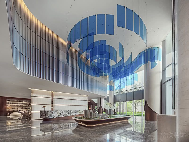 簡(jiǎn)約清新低奢風(fēng)格辦公室裝修案例 前臺(tái)大廳