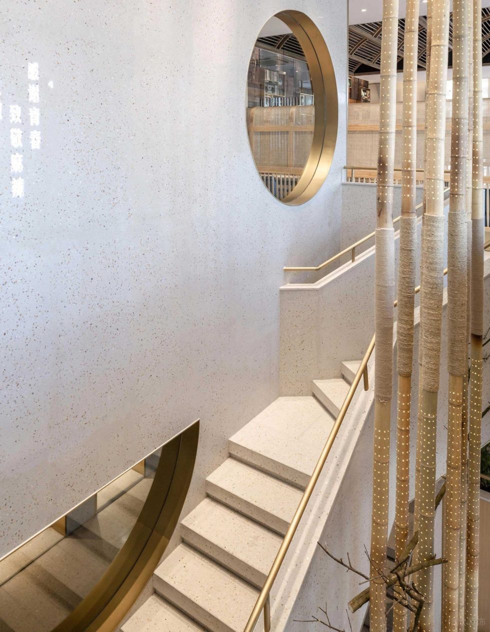 簡約原木風(fēng)餐廳水磨石墻面裝修設(shè)計