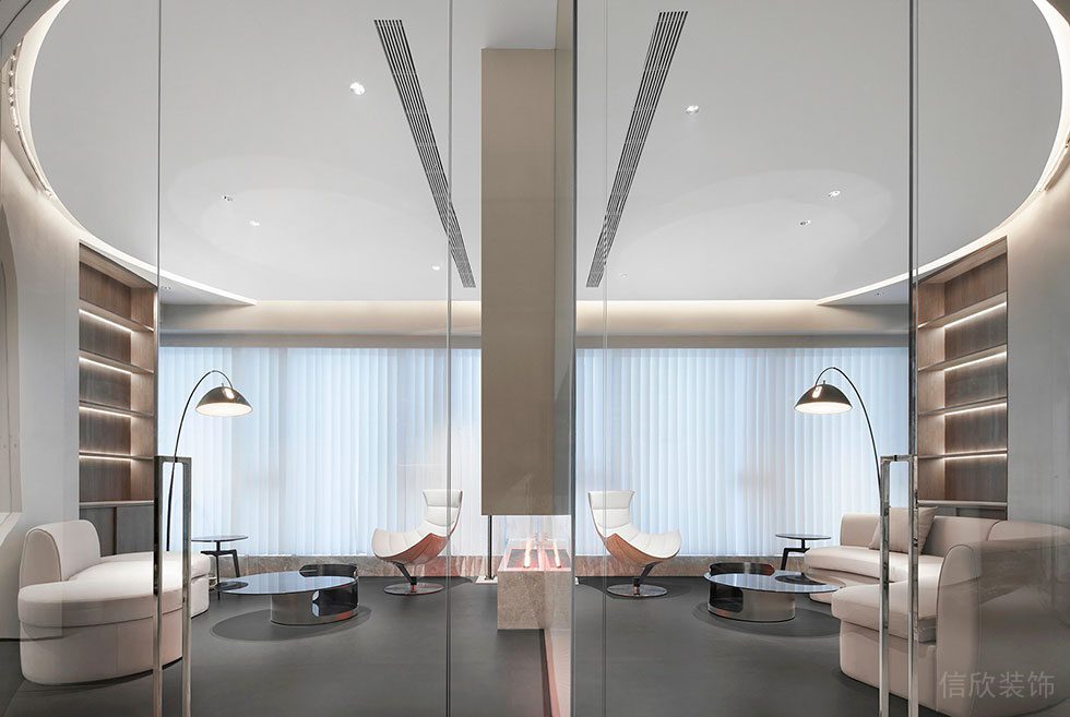 深圳南山區(qū)西麗街道天瓏大廈現(xiàn)代輕奢風(fēng)格辦公室裝修設(shè)計(jì)風(fēng)格 休息區(qū)