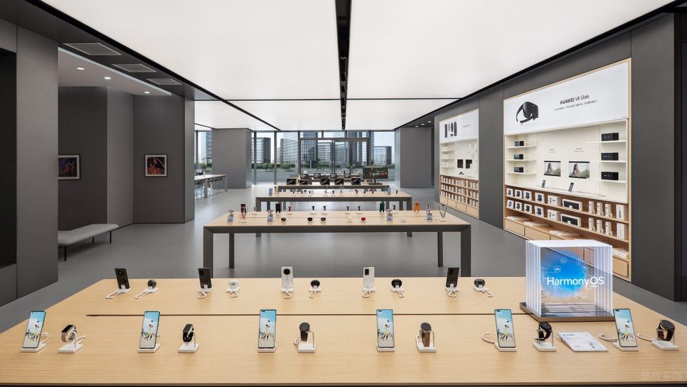 深圳市福田區上下沙現代風華為k11旗艦店裝修設計-原木風手機展示桌 深圳市福田區上下沙現代風華為k11旗艦店裝修設計-原木風手機展示桌