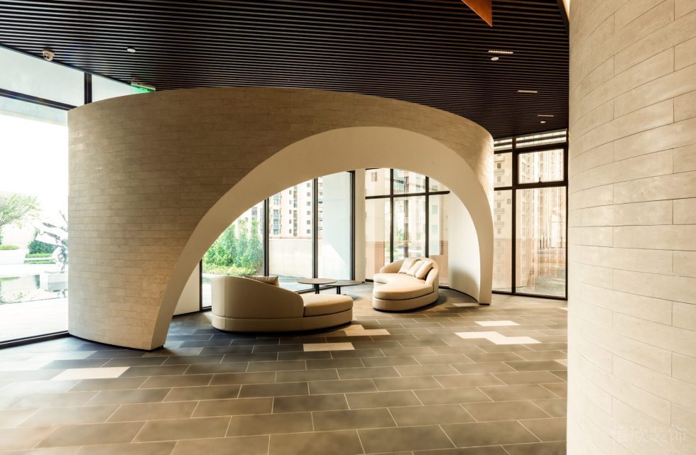 天安云谷新中式辦公室裝修案例 前廳休息區(qū)