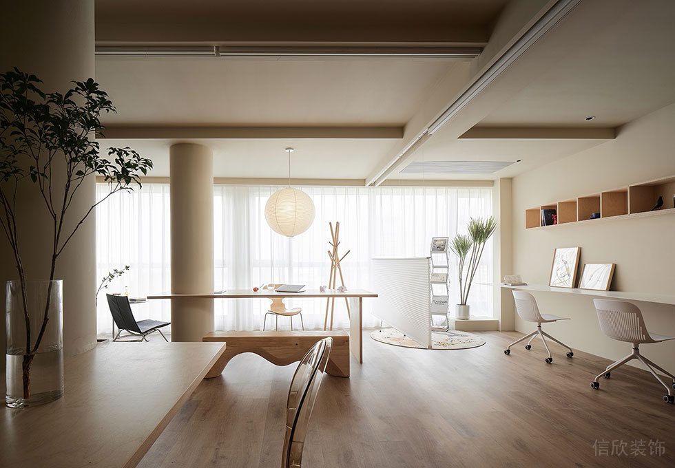 現(xiàn)代原木簡約風(fēng)格辦公室裝修設(shè)計(jì)方案 辦公區(qū)全景圖