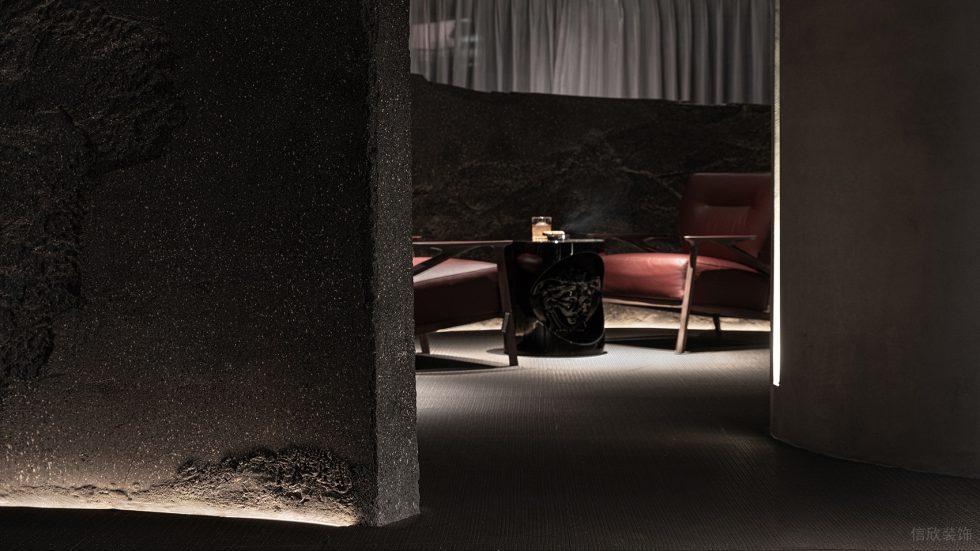 暗系工業風餐廳紅色皮椅設計圖