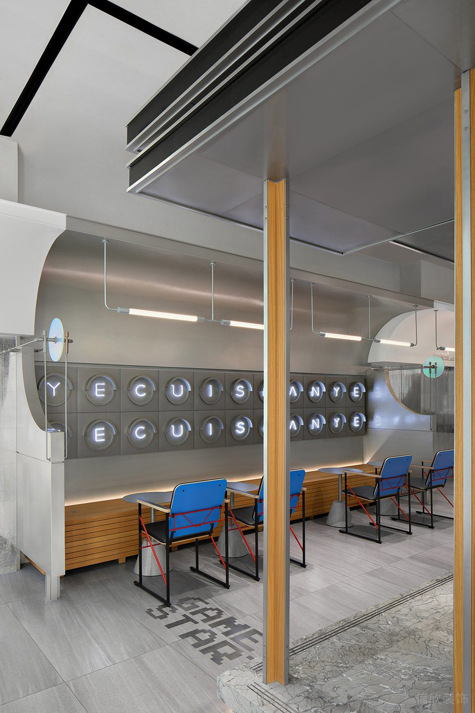 工業簡約風飲品店極簡雙人就座區裝修設計