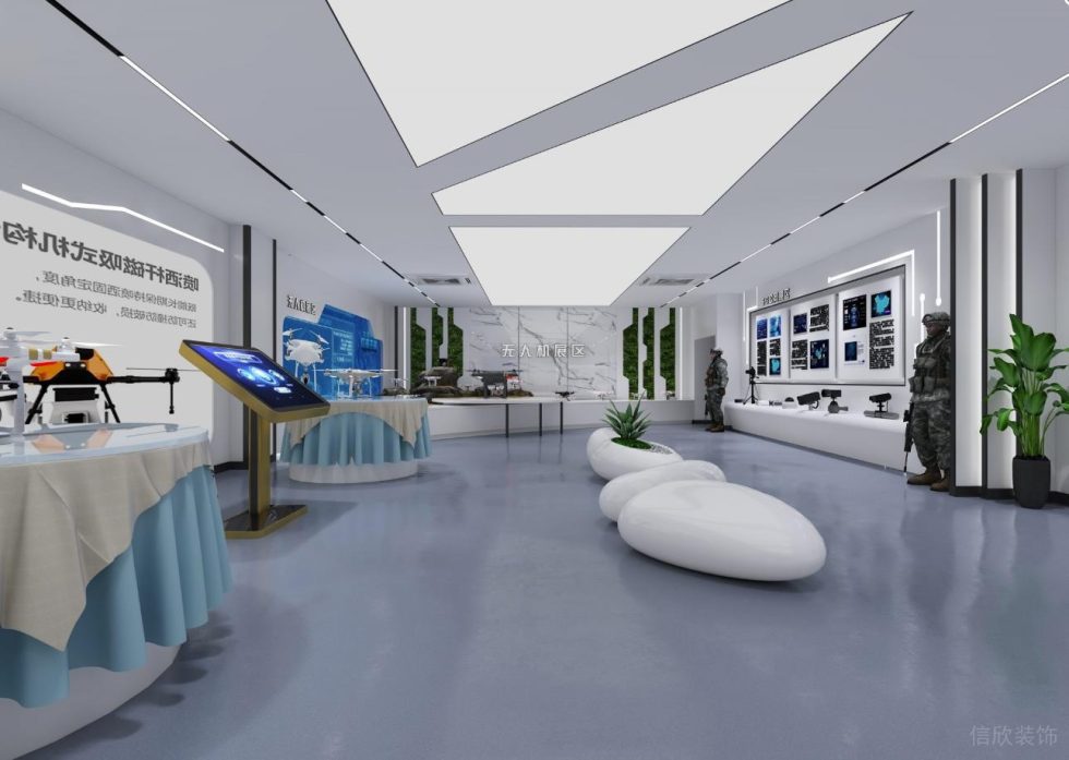 現代風格慧明捷科技公司展廳無人機展區(qū)裝修設計 現代風格慧明捷科技公司展廳無人機展區(qū)裝修設計