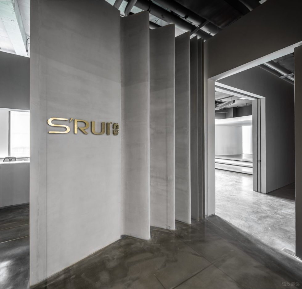 灰色極簡工業(yè)風(fēng)辦公室裝修設(shè)計(jì)企業(yè)標(biāo)識形象墻效果圖