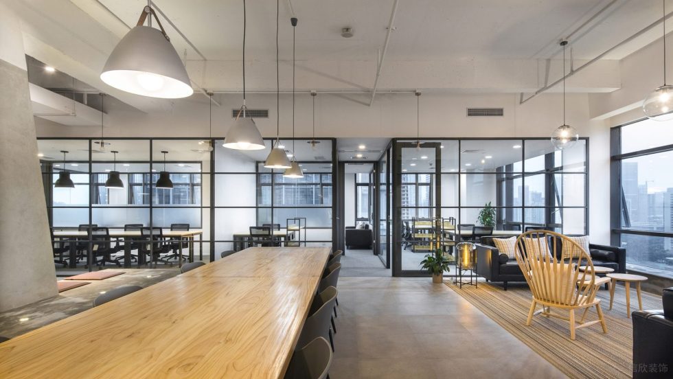 美式簡(jiǎn)約風(fēng)辦公室裝修設(shè)計(jì)灰色藝術(shù)吊燈