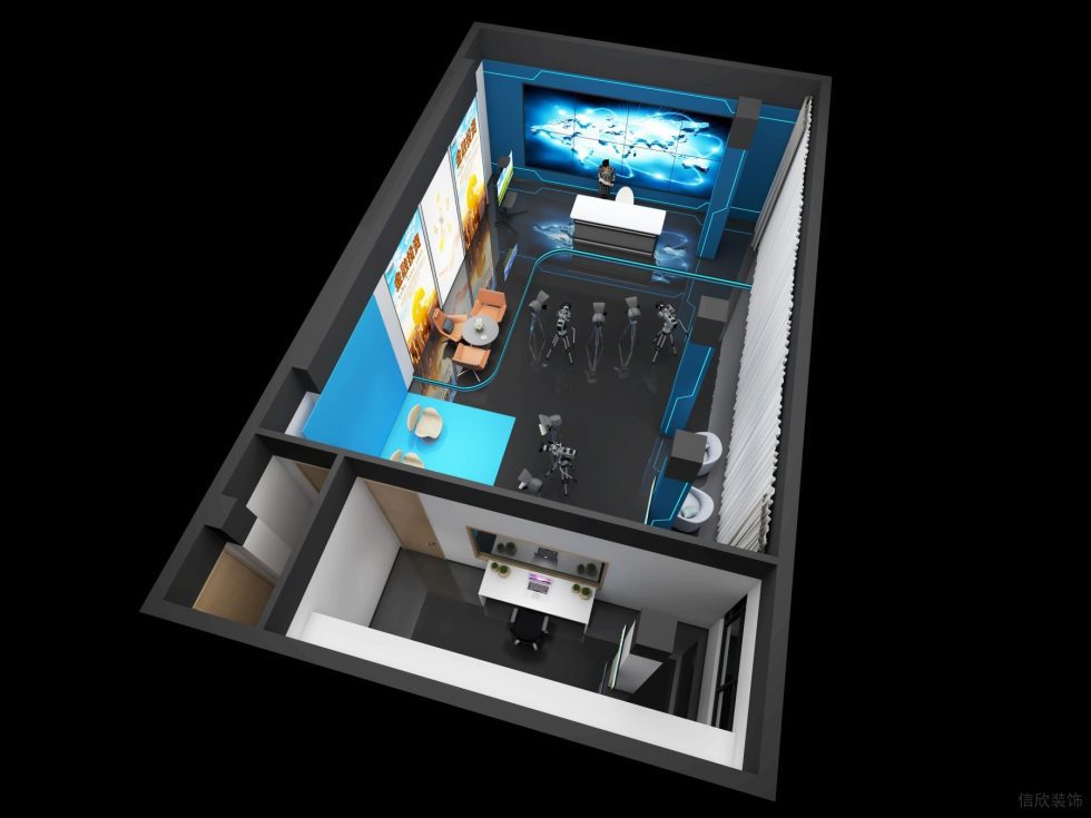 南寧工商銀行現代風格演播廳鳥瞰圖 南寧工商銀行現代風格演播廳鳥瞰圖