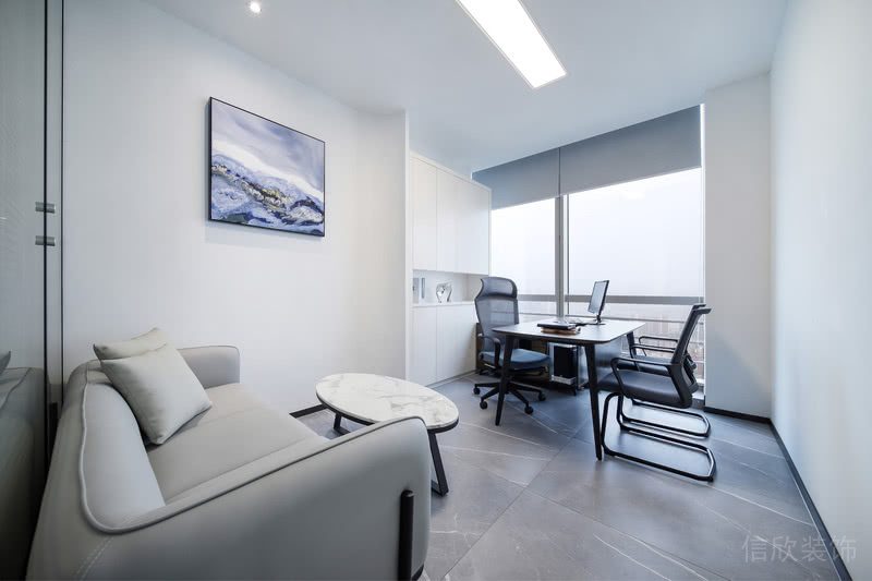 南山區(qū)科技園香港中文大學(xué)深圳產(chǎn)學(xué)白色主調(diào)公司裝修設(shè)計方案 接待區(qū)