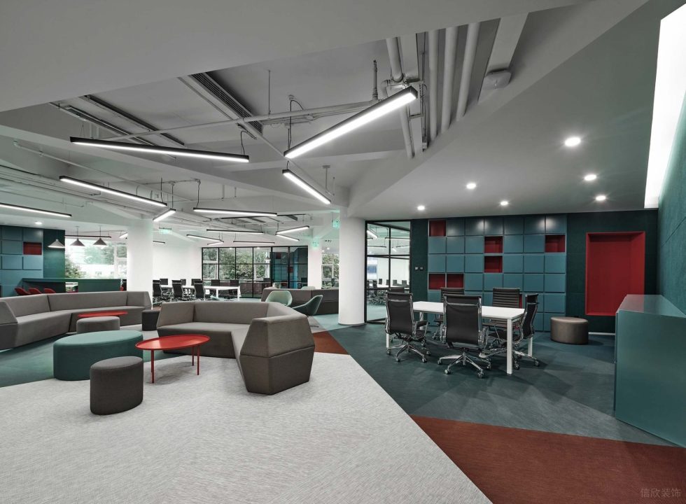 深青色現代風辦公室裝修設計深青色辦公大廳 深青色現代風辦公室裝修設計深青色辦公大廳