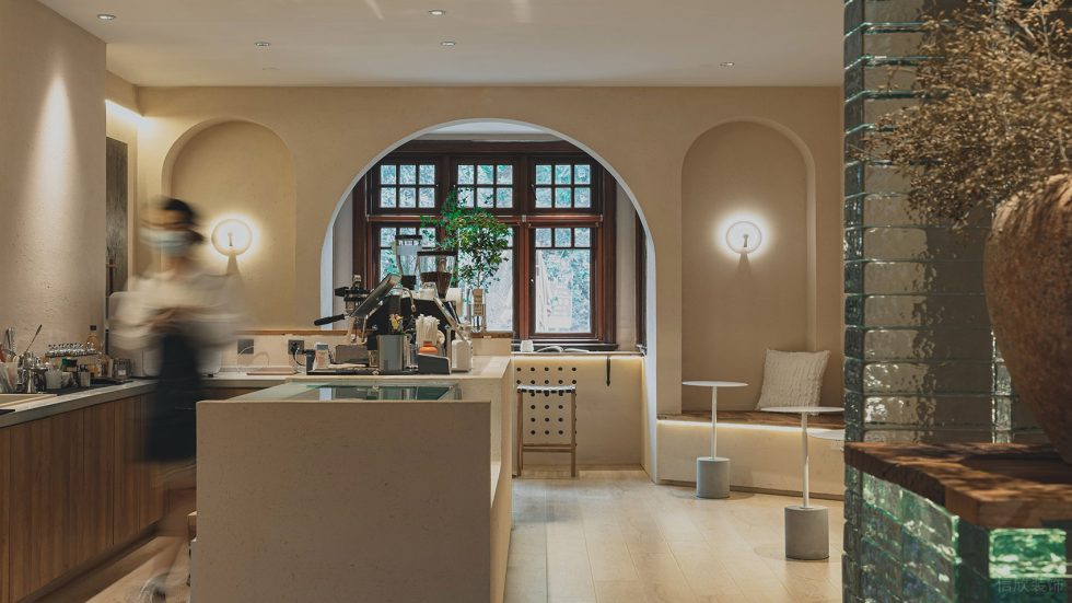 原木奶油風(fēng)咖啡廳精致操作臺設(shè)計示意圖
