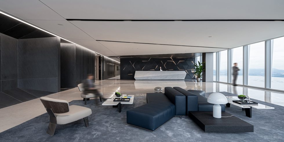 高級灰現代簡約風辦公室裝修設計黑白灰前臺接待區 高級灰現代簡約風辦公室裝修設計黑白灰前臺接待區