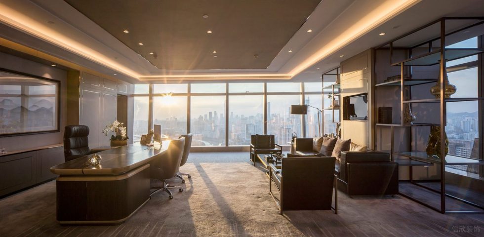 暖色調現代輕奢風辦公室裝修設計深色系經理辦公室 暖色調現代輕奢風辦公室裝修設計深色系經理辦公室