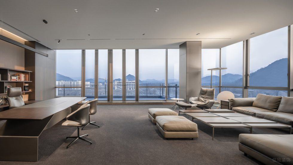原木質感灰色調現代簡約風辦公室裝修設計灰色調董事長辦公室 原木質感灰色調現代簡約風辦公室裝修設計灰色調董事長辦公室