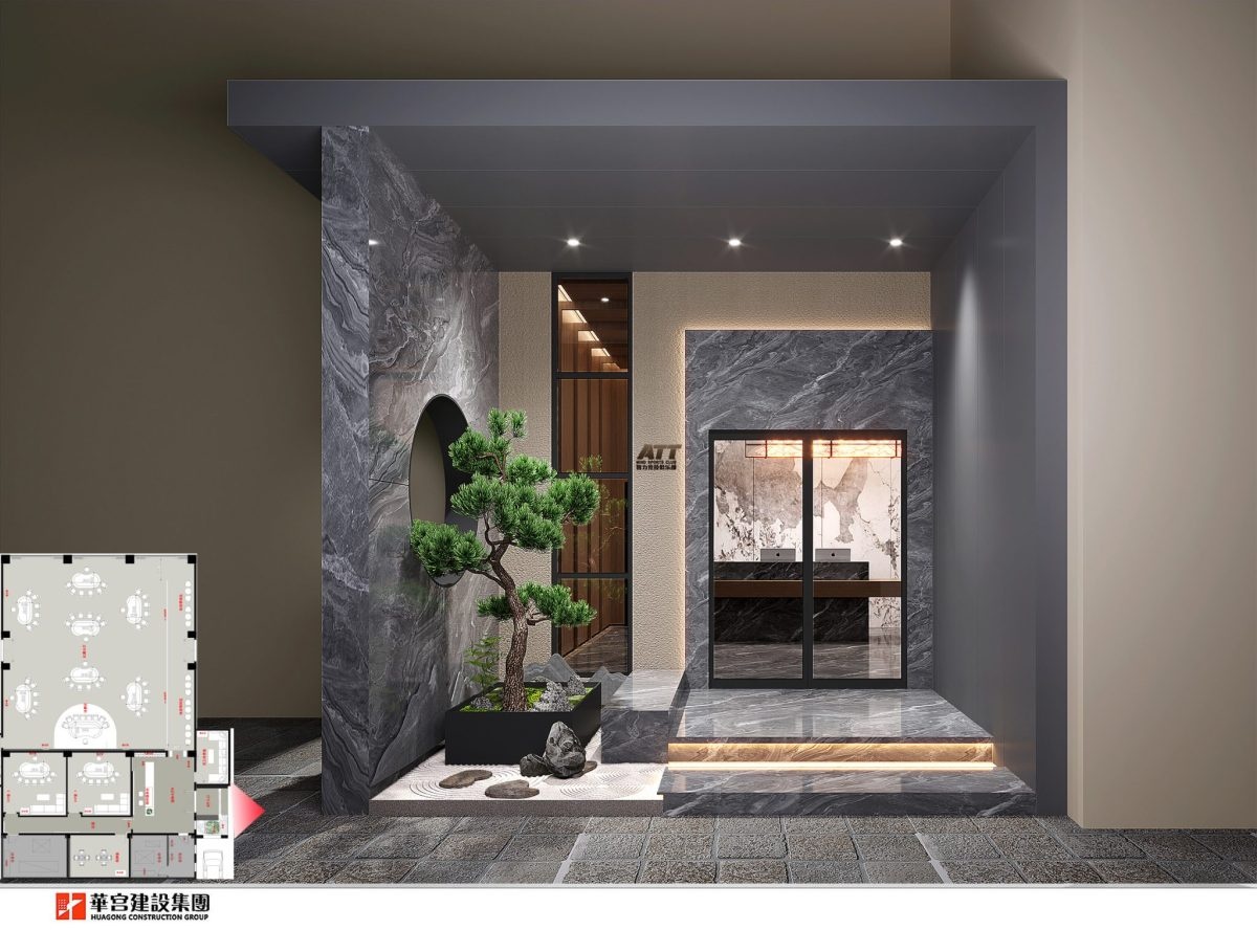 棋牌室門(mén)面裝修灰色鋁板