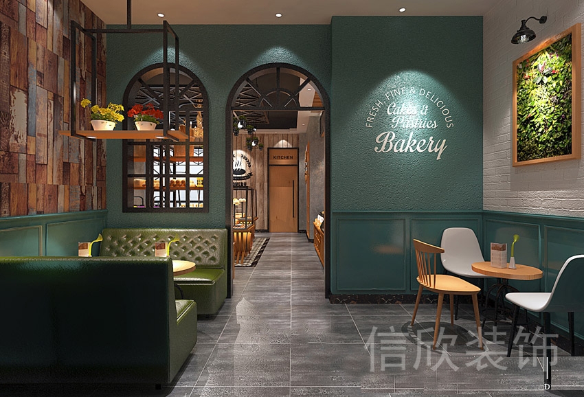 羅湖布心綠色面包店綠色沙發裝修設計