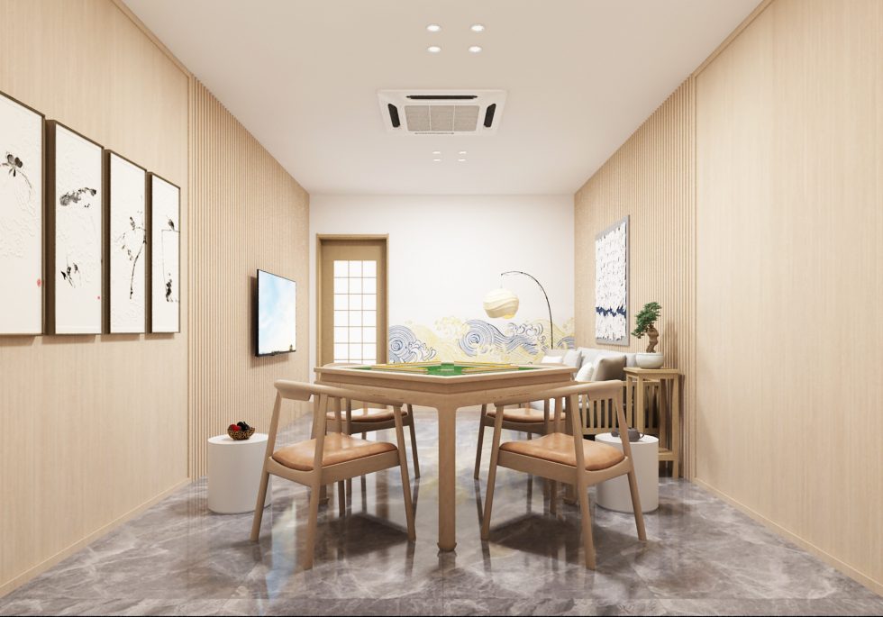 羅湖黃貝嶺米黃暖色棋牌室裝修設(shè)計(jì)