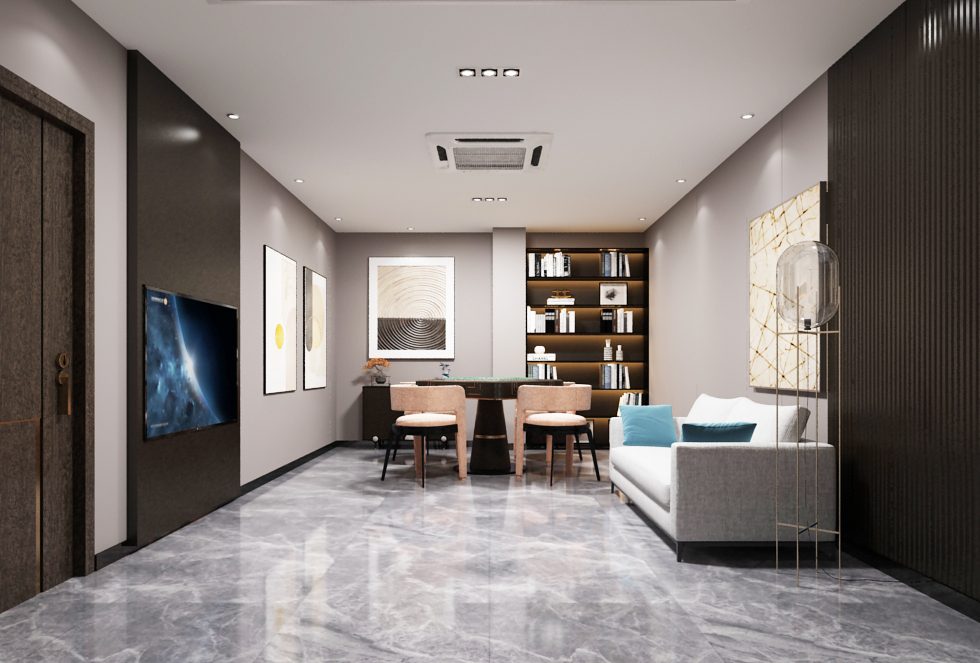 羅湖黃貝嶺現(xiàn)代新中式棋牌室裝修設(shè)計(jì)