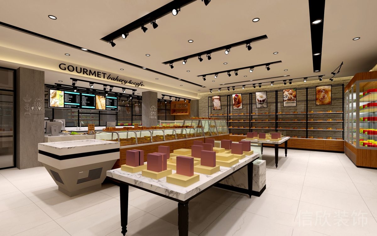 羅湖區(qū)黃貝嶺面包店中島玻璃大理石展柜裝修設(shè)計(jì)
