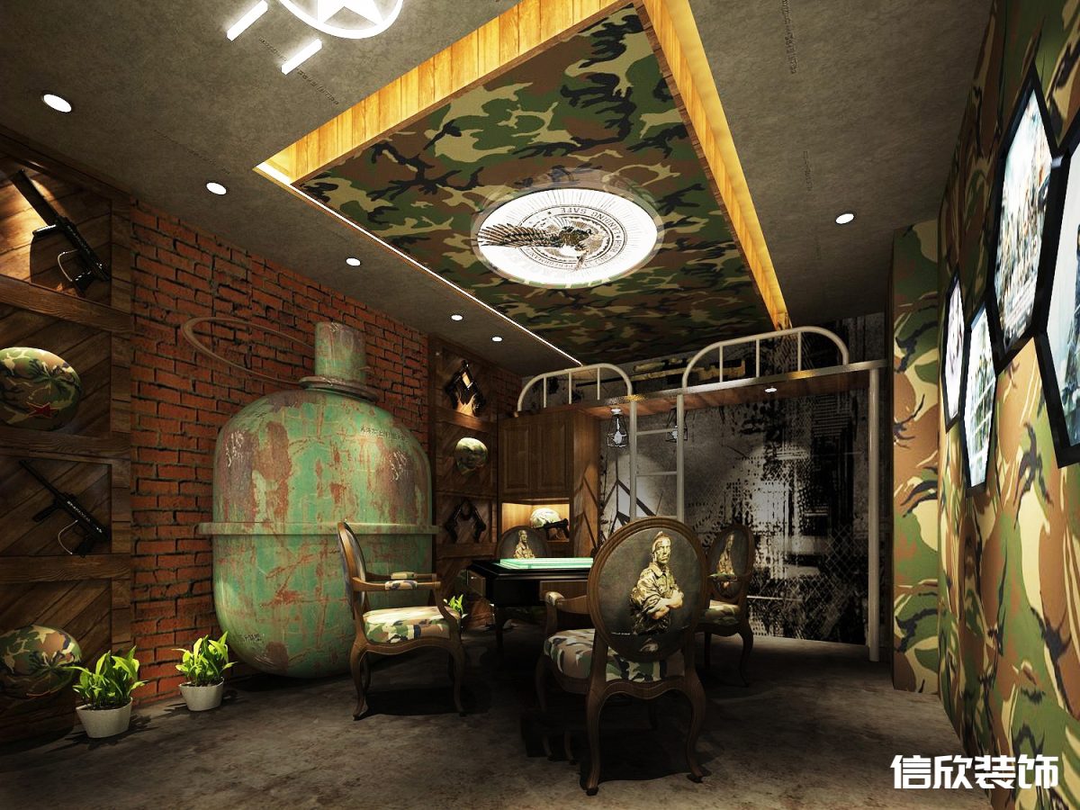 深圳寶安西鄉(xiāng)復(fù)古工業(yè)風(fēng)棋牌室裝修設(shè)計