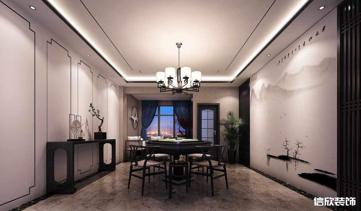 深圳寶安西鄉(xiāng)現(xiàn)代中式棋牌室裝修設(shè)計