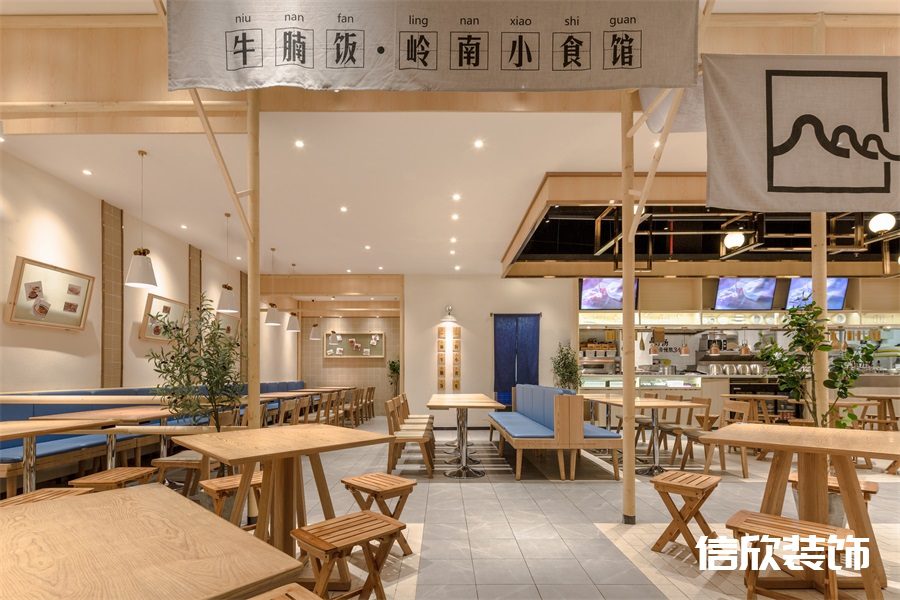 深圳羅湖筍干牛腩飯快餐店四人桌裝修設(shè)計(jì)