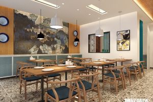 深圳南山區(qū)大學城快餐廳墻面主題畫裝修設(shè)計