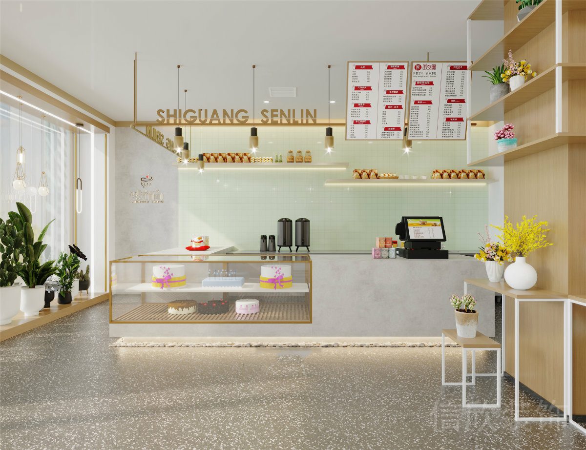 深圳羅湖東門蛋糕店白色服務(wù)吧臺(tái)裝修