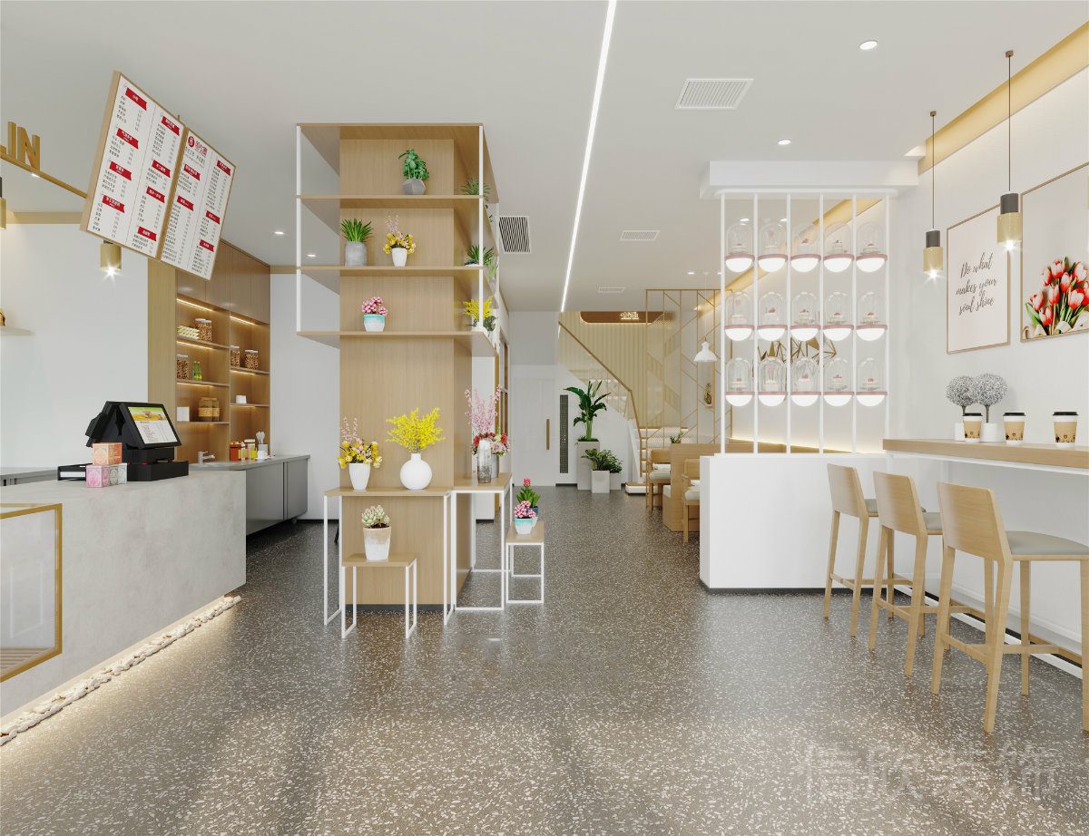 深圳羅湖東門蛋糕店墻邊展柜吧臺(tái)裝修