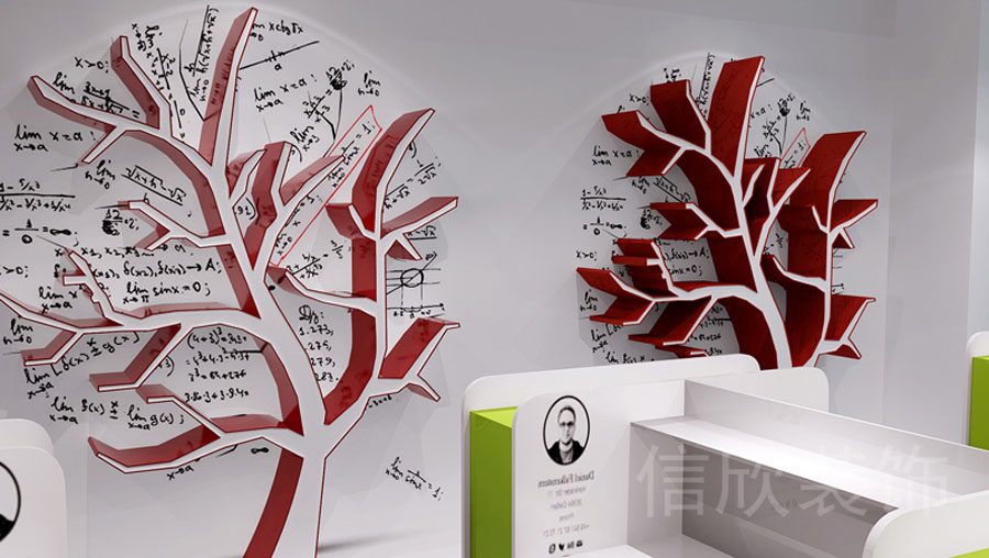 深圳市研祥智谷聚能教育青少年培訓教師辦公區(qū)域墻面立體PVC與亞克力材質(zhì)文化墻