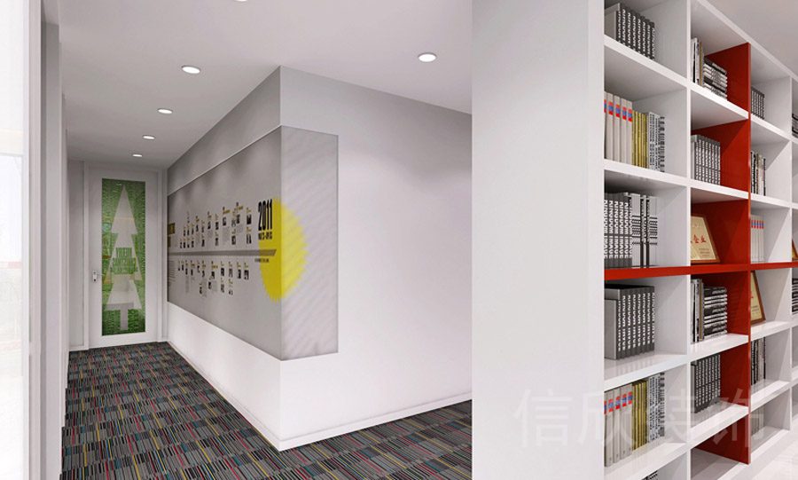 光明區(qū)研祥智谷聚能教育青少年培訓中心滿墻書架隔斷過道區(qū)域