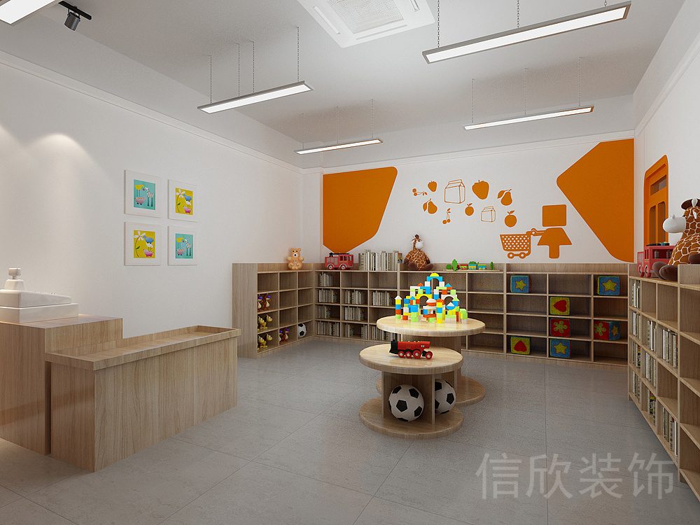 橙色原木風現(xiàn)代風卡通培訓機構(gòu)教室裝修設計