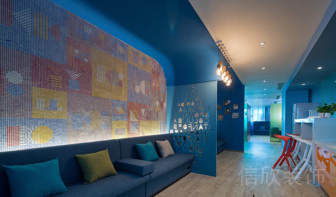 深圳筍崗KB英語(yǔ)機(jī)構(gòu)興趣青少年培訓(xùn)中心休息茶水間過(guò)道裝修設(shè)計(jì)