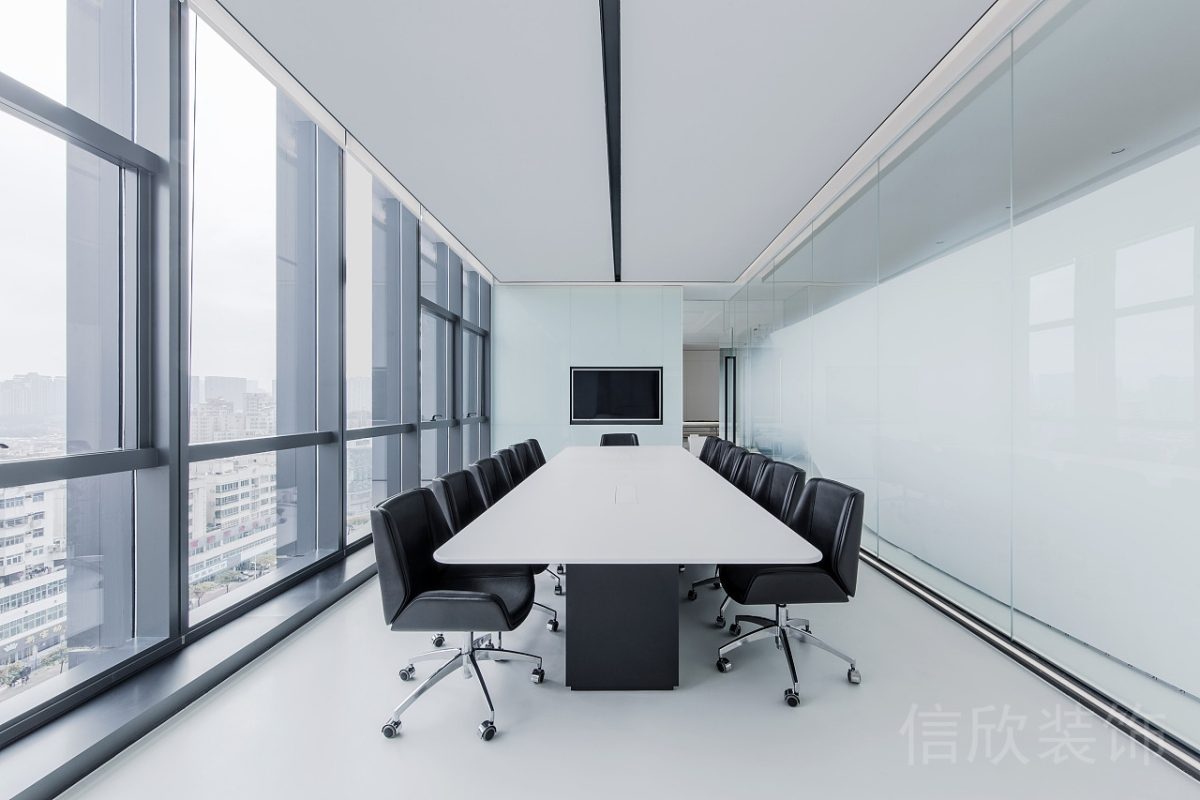 方形簡(jiǎn)約風(fēng)黑白色辦公桌裝修