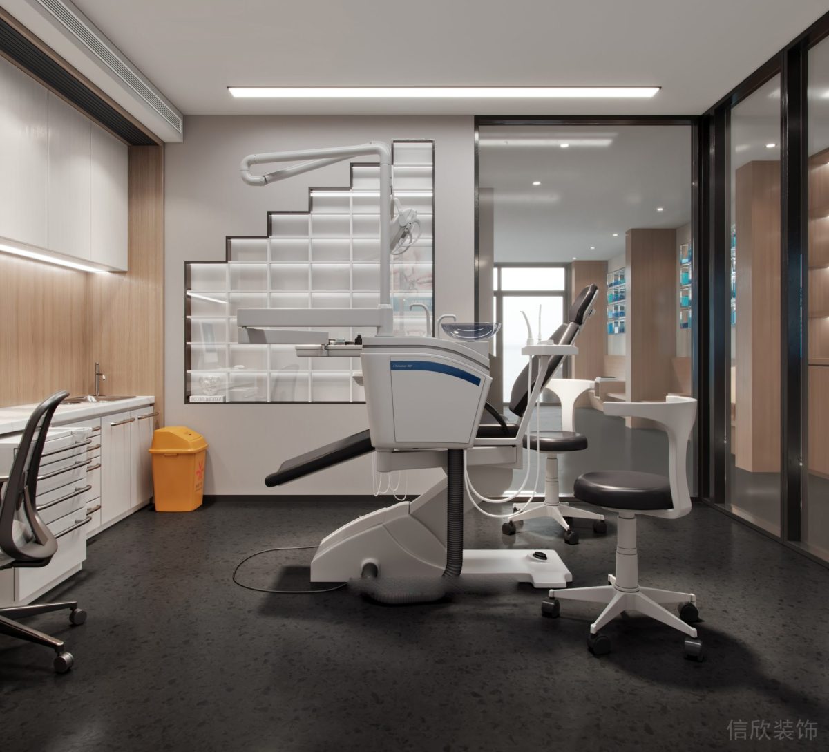 口腔診室高科技極簡風(fēng)半開放式區(qū)域設(shè)計(jì)