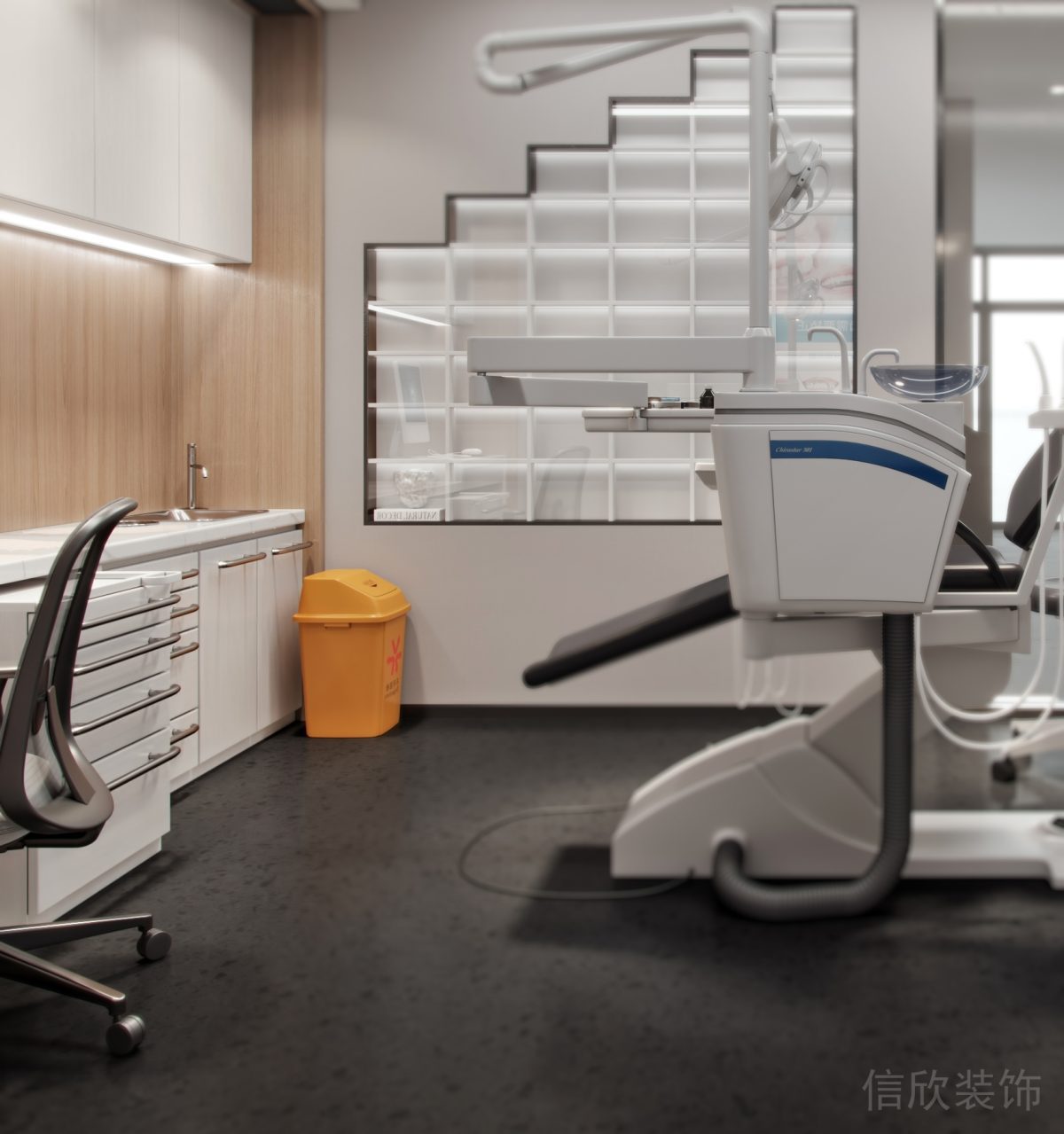 收納內(nèi)嵌燈帶平拉式墻柜醫(yī)院裝修設(shè)計(jì)