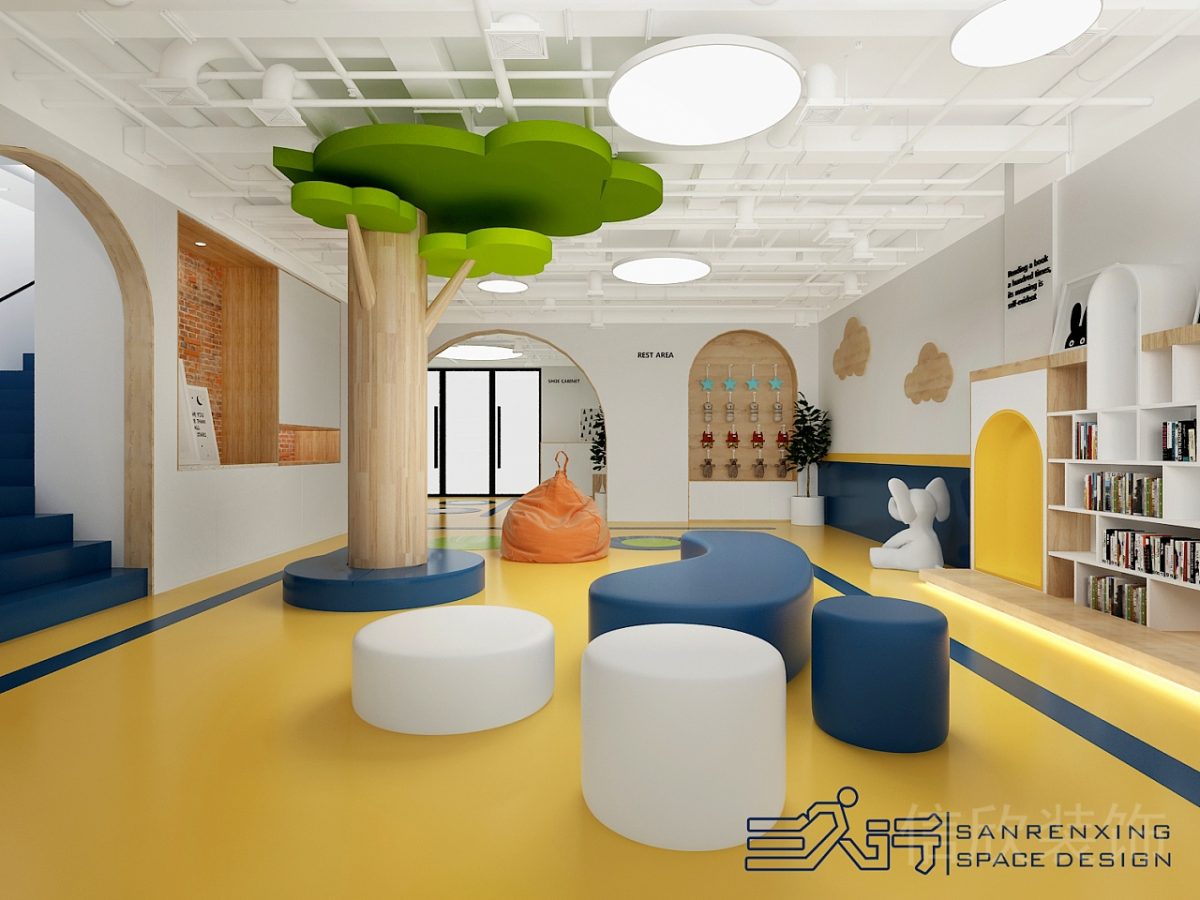 早教中心裝修設(shè)計休息室智慧樹環(huán)形椅