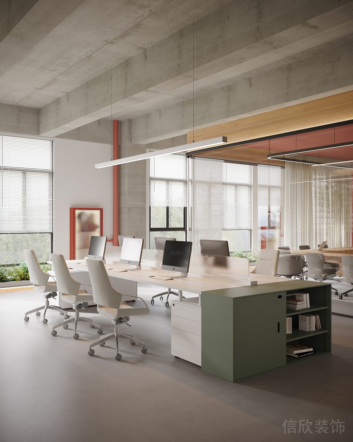 現(xiàn)代簡約風辦公室裝修設(shè)計 開放辦公區(qū)家具
