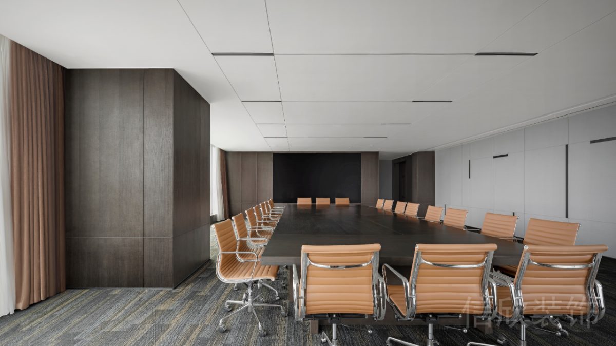 現(xiàn)代中式實(shí)木桌板會議室裝修設(shè)計